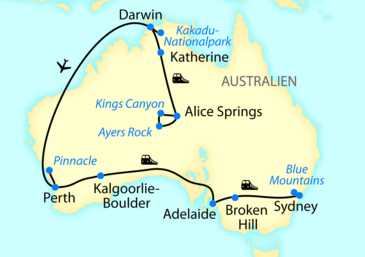 Australein Bahnreise